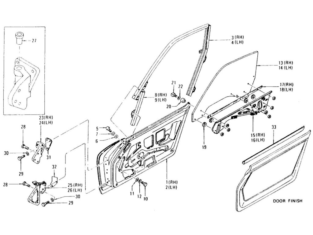 Door Panel, Glass & Hinge