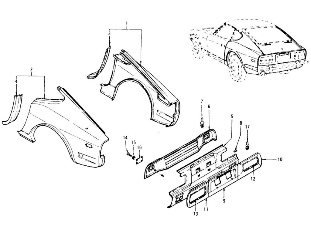 Rear Fender, Rear Panel & Rear Panel Finisher