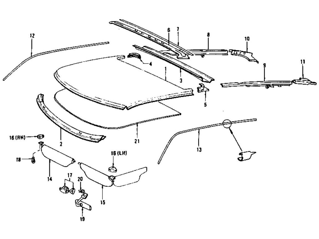 Roof Panel, Moulding Sunvisor & Head Lining