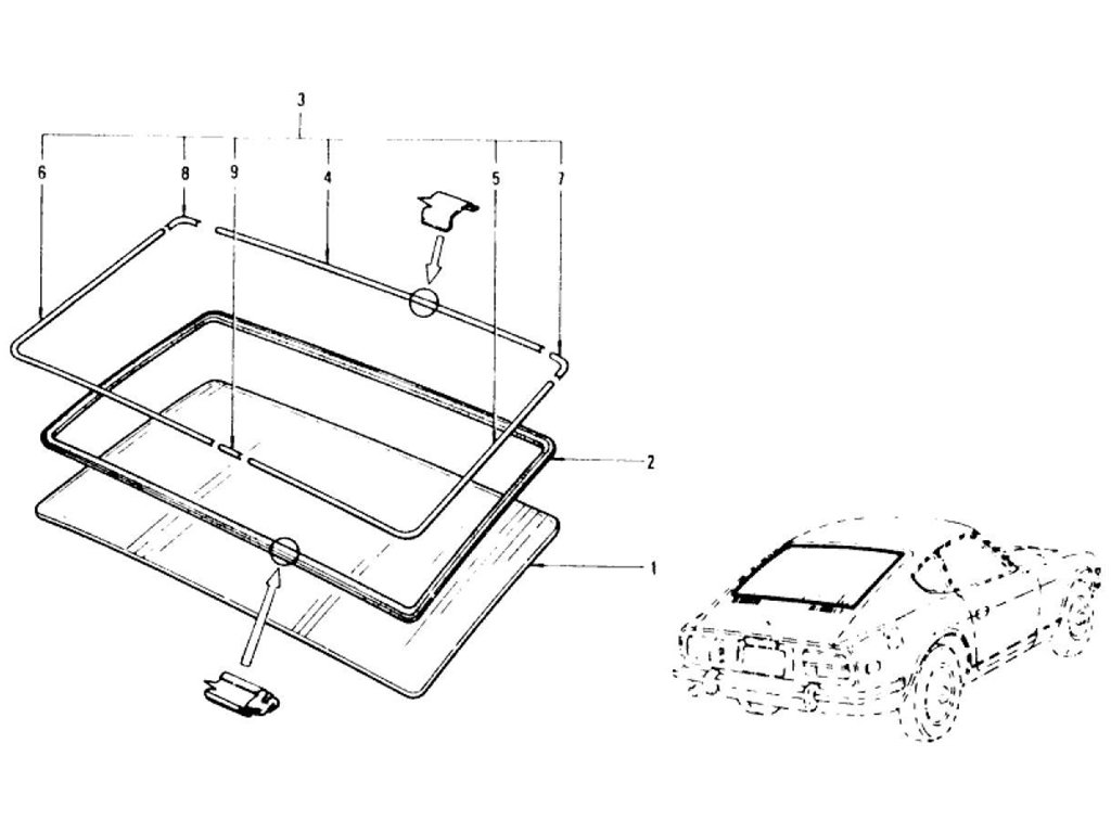 Tail Gate Window Glass, Moulding & Weatherstrip