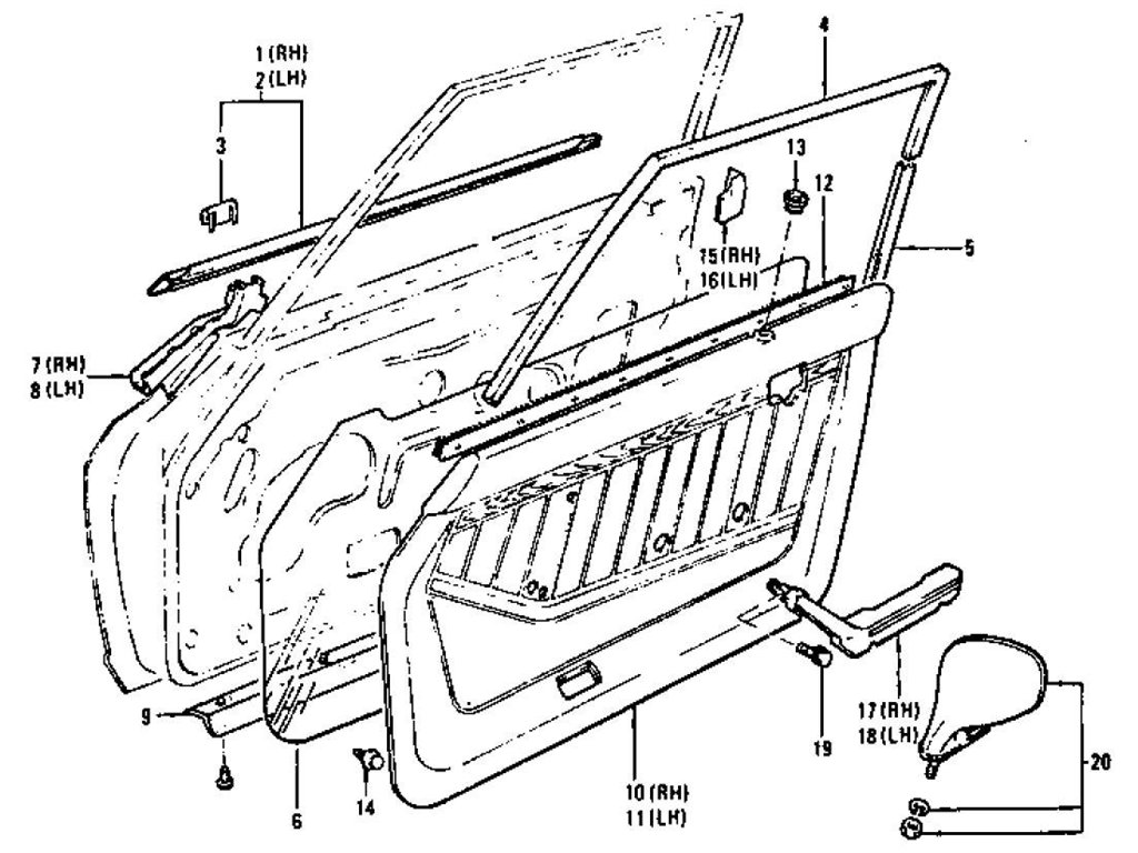 Door Moulding, Finisher, Arm Rest & Door Mirror (2+2 Seater) (From Oct.-'73)